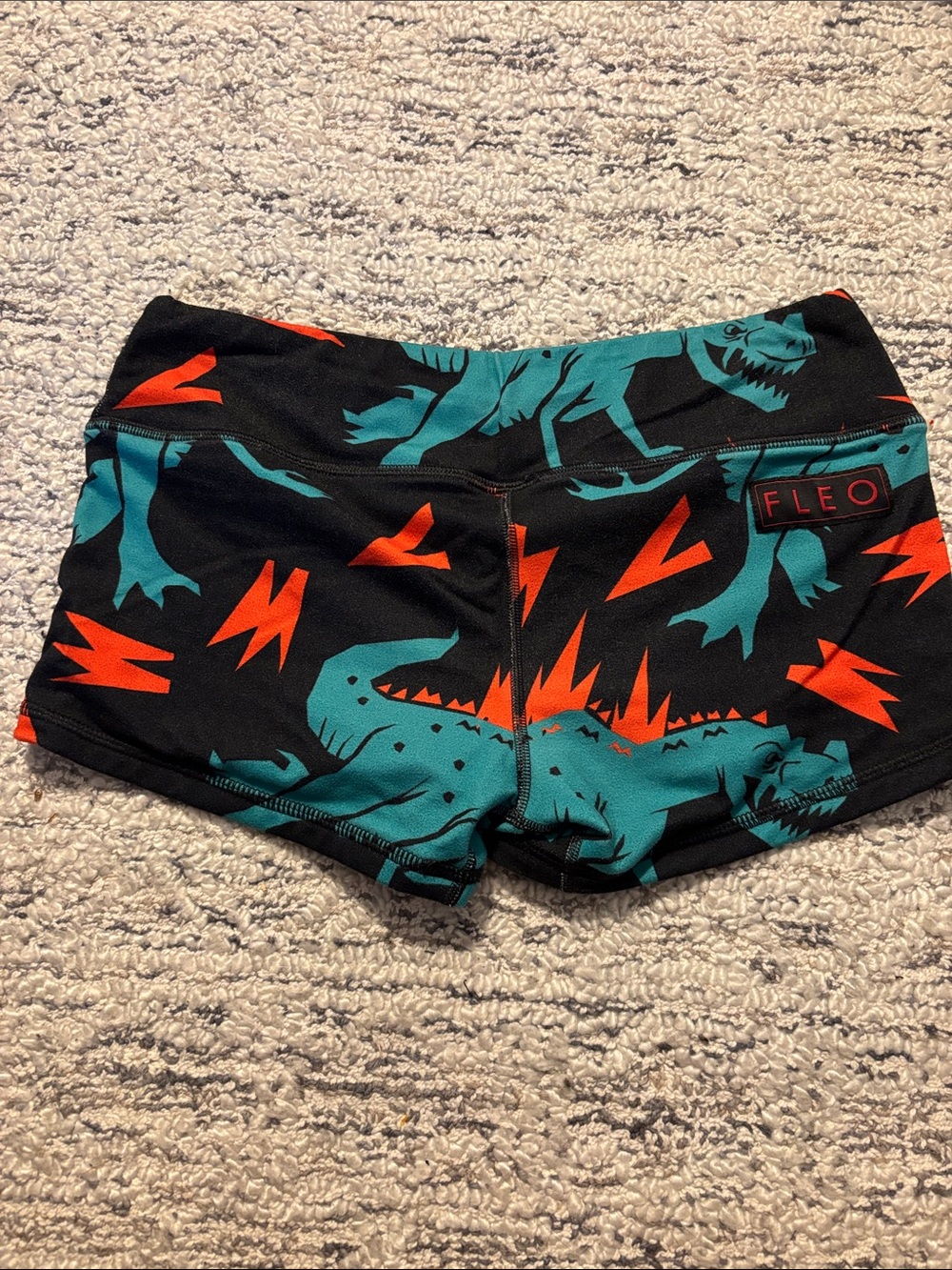 Fleo Black Teal and Orange Dino Active Shorts